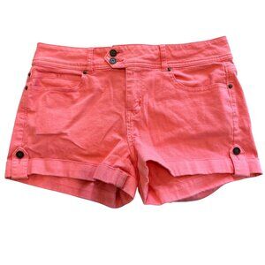 Life In Progress Coral Pink Cuffed Denim Shorts Size 30
